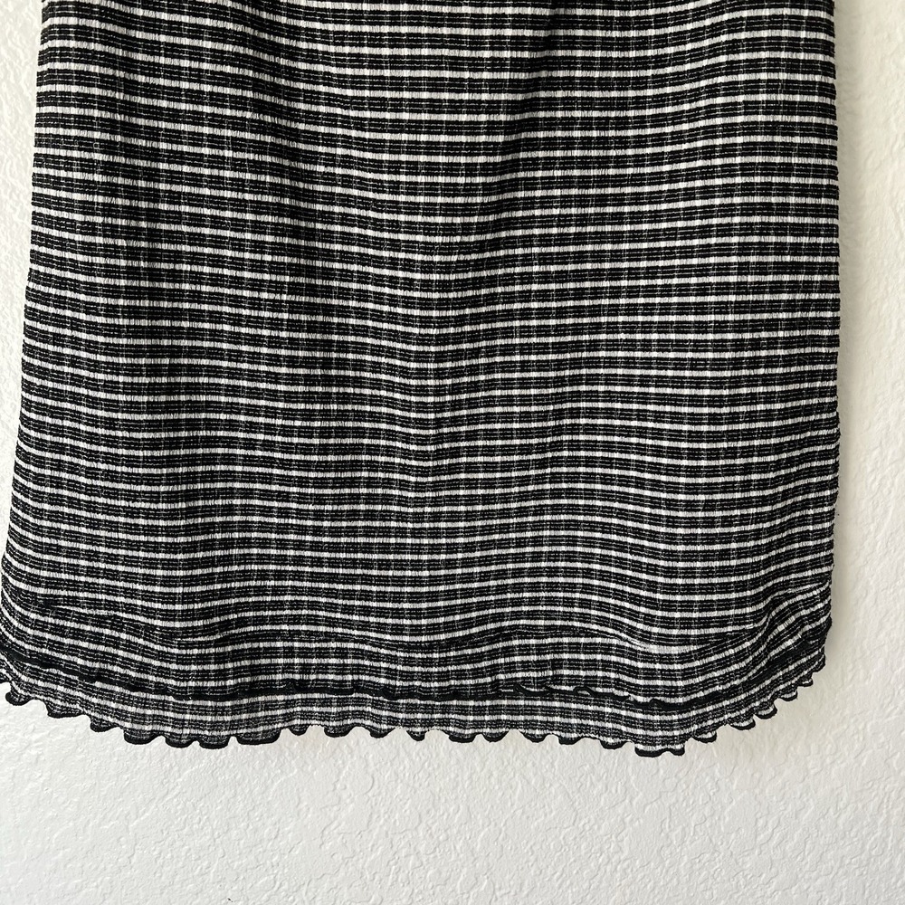 Topshop Sz 8 Black White Check Lettuce Hem Mini Dress Bodycon Y2K Whimsigoth - Picture 7 of 9
